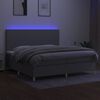 vidaXL Boxspring met matras en LED stof lichtgrijs 200x200 cm