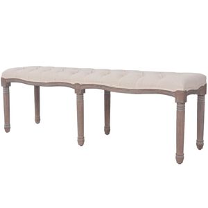 vidaXL Bank 150x40x48 cm linnen massief hout cr&egrave;mewit
