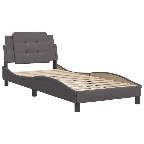 vidaXL Bedframe zonder matras "Zadar" kunstleer grijs 80x200 cm