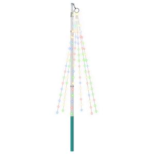 vidaXL Kerstboomverlichting met grondpen en vlaggenmast 180 cm