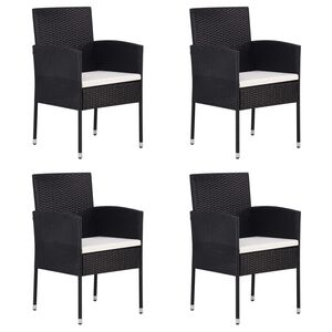 vidaXL Tuinstoelen 4 st met cr&egrave;mewitte kussens poly rattan zwart