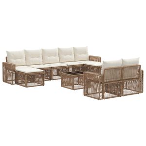 vidaXL Tuinbankenset 10 pcs Beige en Cr&egrave;me Wit poly rattan