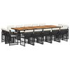 vidaXL 15-delige Tuinset met kussens poly rattan zwart
