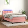 vidaXL Boxspring met matras en LED fluweel roze 90x200 cm