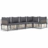 vidaXL 5-delige Loungeset met kussens poly rattan antracietkleurig
