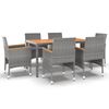 vidaXL 7-delige Tuinset poly rattan grijs