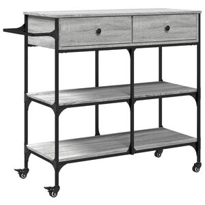 vidaXL Keukentrolley 105x42x95 cm bewerkt hout grijs sonoma eikenkleur
