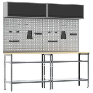 vidaXL Werkbankset 8 st Zwart en Grijs 200 x 55 x 200 cm