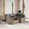 vidaXL 6-delige Loungeset met kussens poly rattan beige
