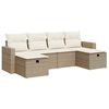 vidaXL 6-delige Loungeset met kussens poly rattan beige