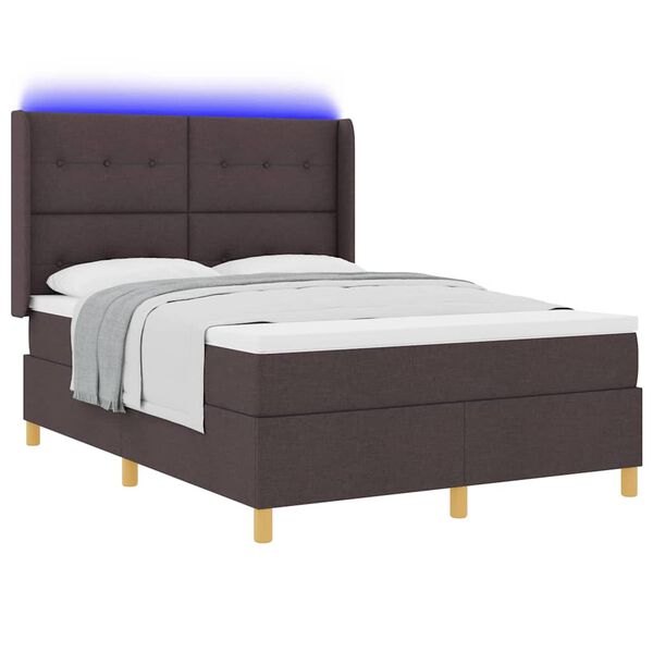 vidaXL Boxspringbed met matras met LED Bruin 140 x 190 cm Stof