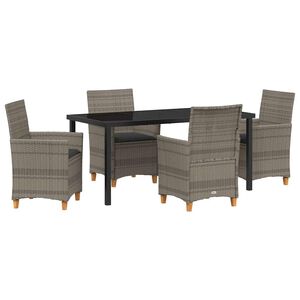 vidaXL Tuin eettafelset 5 pcs Grijs poly rattan