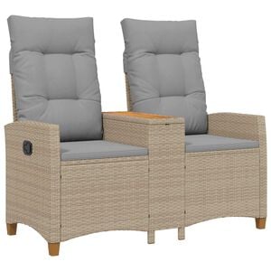 vidaXL Ligbank met tafel 2 -Seater 126 x 65 x 112 cm poly rattan
