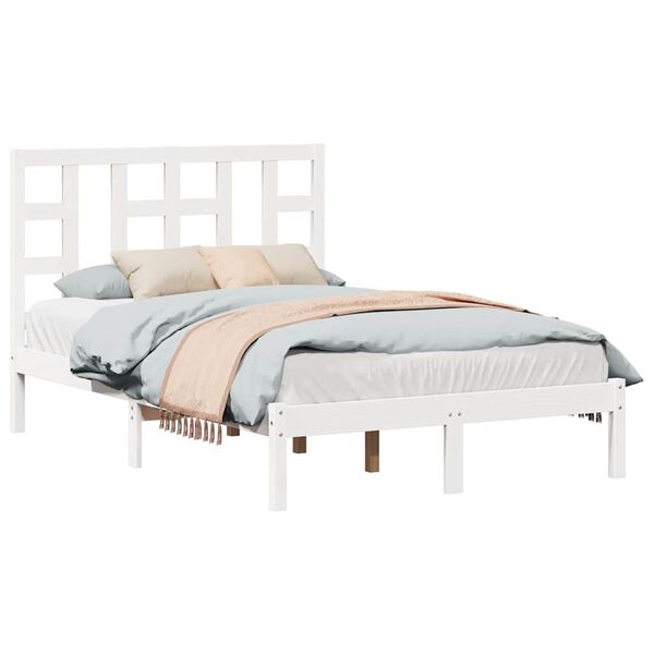 vidaXL Bedframe massief hout wit 120x190 cm