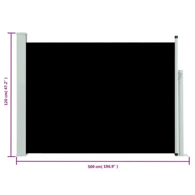 vidaXL Tuinscherm uittrekbaar 117x500 cm zwart