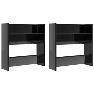 vidaXL Wandschoenenkasten 2 st 60x18x60 cm hout hoogglans zwart