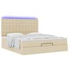 vidaXL Ottoman bed met matras en LED's 160x200cm stof cr&egrave;mekleurig