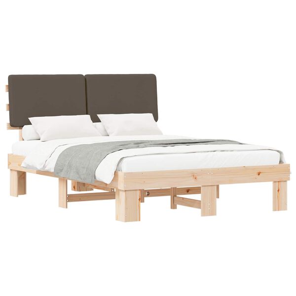 vidaXL Bedframe met Gevoerd Hoofdgedeelte Taupe 140 x 200 cm