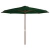 vidaXL Parasol met houten paal 350 cm groen