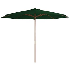 vidaXL Parasol met houten paal 350 cm groen