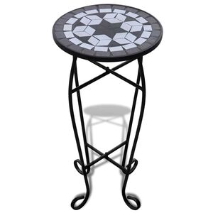 vidaXL Bijzeltafel moza&iuml;ek zwart en wit