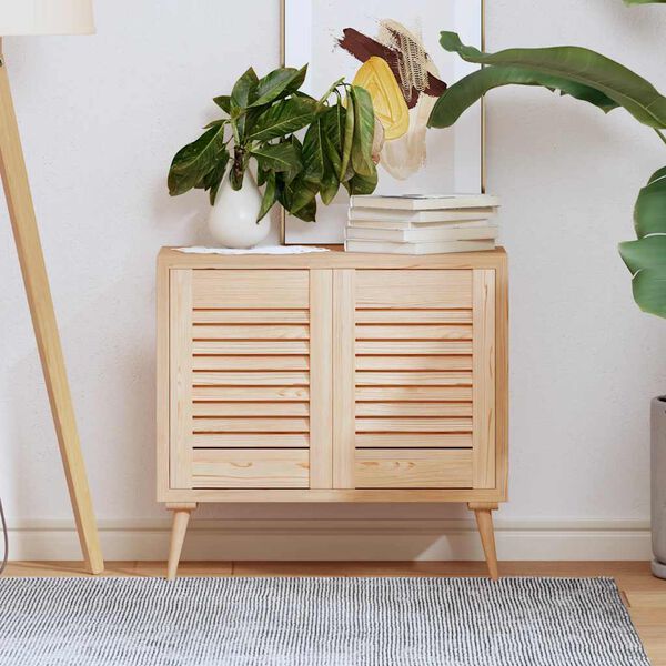 vidaXL Kastdeuren met lamellen 2 st 39,5x29,5 cm massief grenenhout