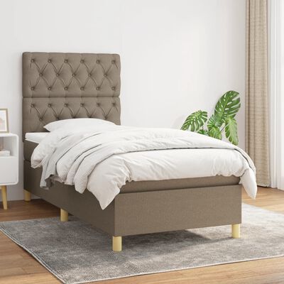 vidaXL Boxspring met matras stof taupe 80x200 cm