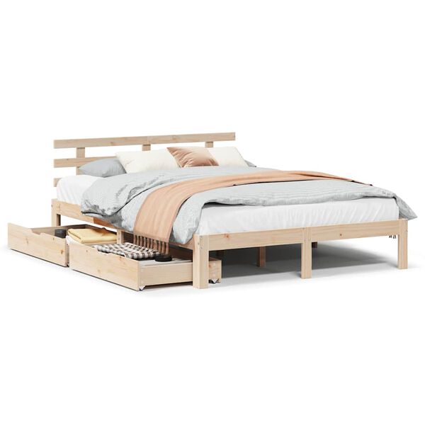 vidaXL Bedframe met lades massief grenenhout 120x190 cm