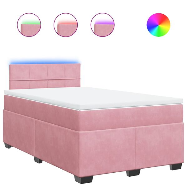 vidaXL Boxspring met matras fluweel roze 120x190 cm