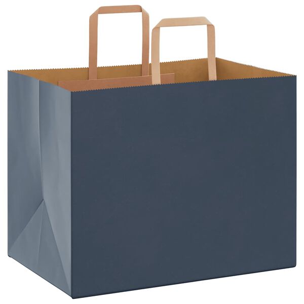 vidaXL Papieren zakken 50 st met hengsels 32x22x24 cm blauw
