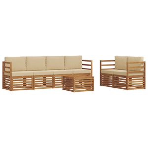 vidaXL Buiten bankenset 7 pcs Natuurlijk en Beige Massief Acaciahout