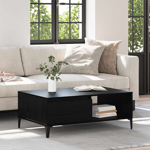 vidaXL Salontafel Zwart eiken 90 x 60 x 35 cm Bewerkt hout