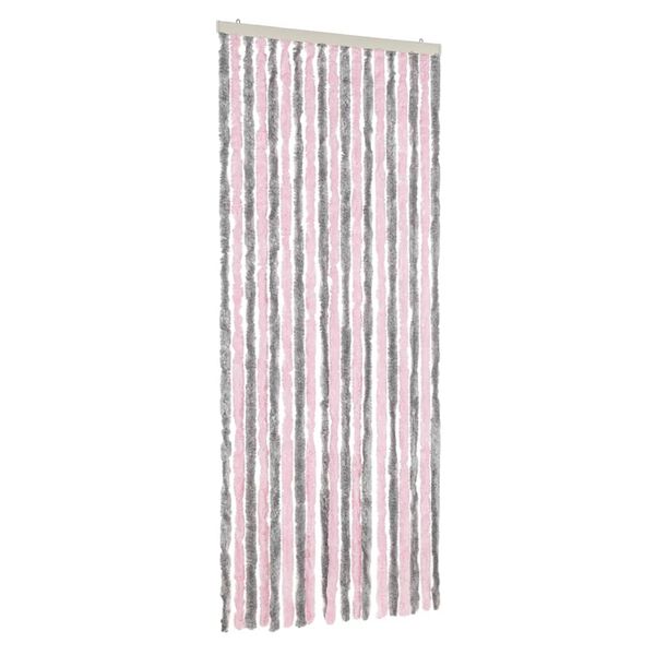 vidaXL Vliegengordijn 56x185 cm chenille zilvergrijs en roze