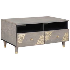 vidaXL Salontafel met lade Grijs 80 x 54 x 40 cm Massief Mango Hout