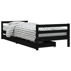 vidaXL Kinderbedframe met lades 80x200 cm massief grenenhout zwart