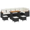 vidaXL Tuin Sofa Set met kussen 10 pcs Zwart Poly riet
