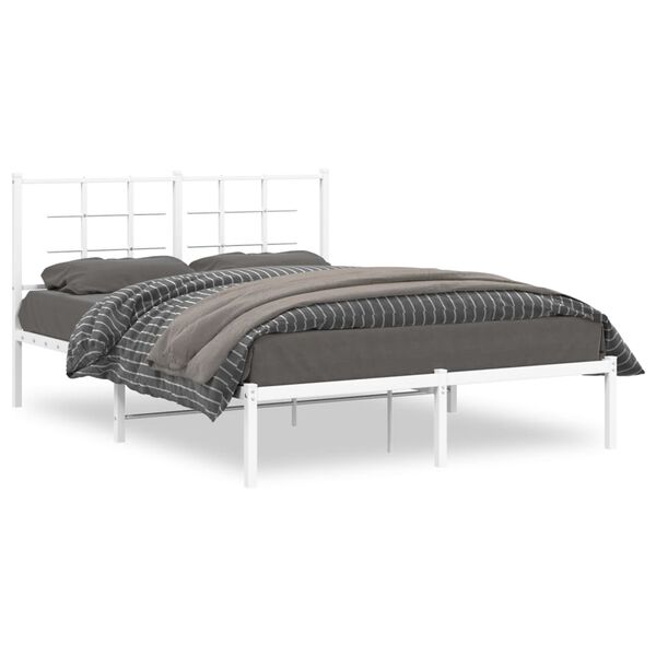 vidaXL Bedframe met hoofdbord metaal wit 140x190 cm