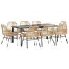 vidaXL 9-delige Tuinset met kussens poly rattan glas bruin