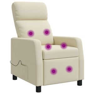 vidaXL Massage Recliner Cr&egrave;mekleurig Kunstleer