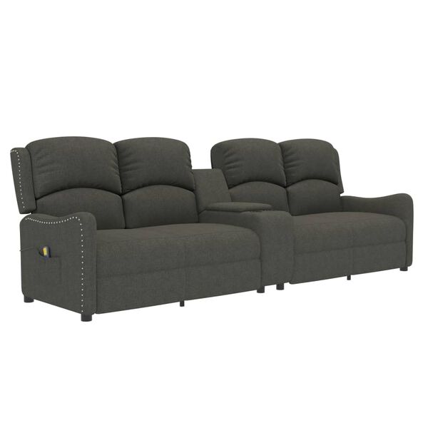 vidaXL Massagestoel 4-zits verstelbaar bekerhouders stof donkergrijs