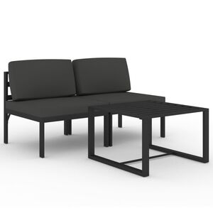 vidaXL 3-delige Loungeset met kussens aluminium antracietkleurig