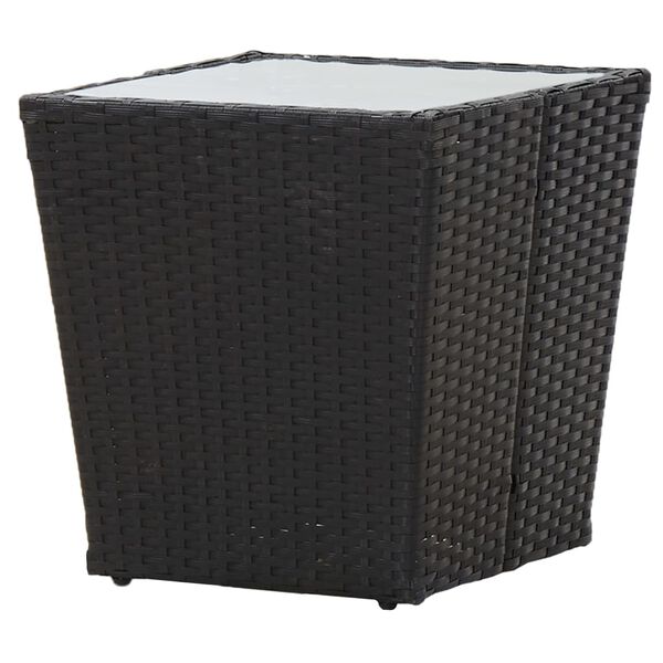 vidaXL Theetafel 41,5x41,5x43 cm poly rattan en gehard glas zwart