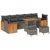 vidaXL Tuin Sofa Set 10 pcs Grijs Poly rattan en gepoedercoat staal