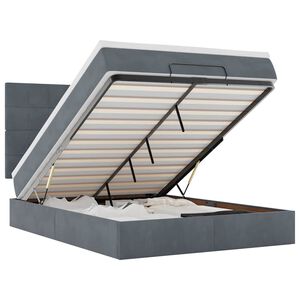 vidaXL Ottoman bed met matrassen 140x190cm fluweel donkergrijs