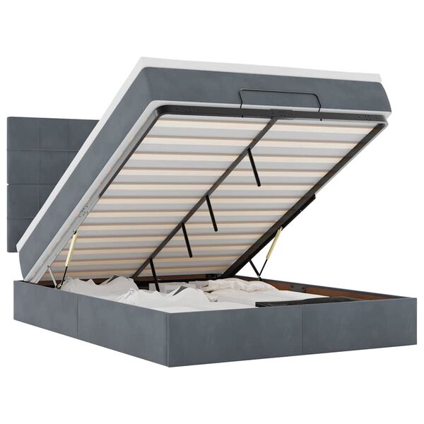 vidaXL Ottoman bed met matrassen 140x190cm fluweel donkergrijs