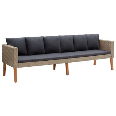 vidaXL 5-delige Loungeset met kussens poly rattan beige