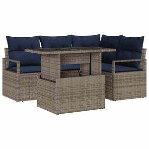 vidaXL Tuin Sofa Set 5 st 4-Aantal zitplaatsen Grijs en Marineblauw
