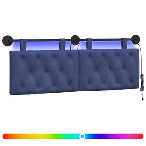 vidaXL Hangend hoofdbord Met LED-verlichting Politieblauw Fluweel