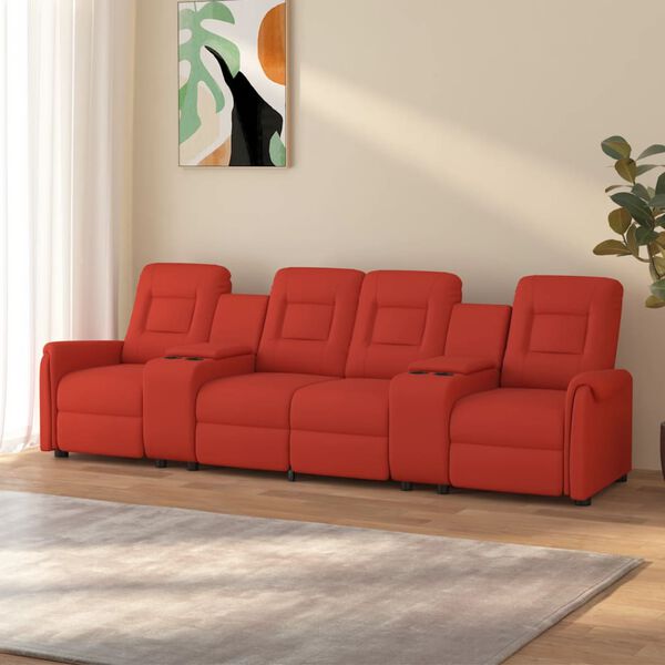 vidaXL Fauteuil 4-zits verstelbaar met bekerhouders kunstleer wijnrood