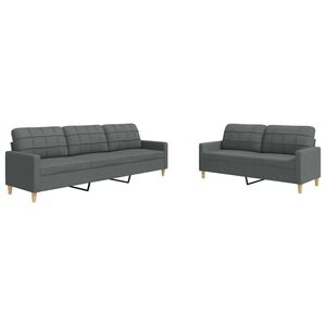 vidaXL 2-delige Loungeset stof donkergrijs